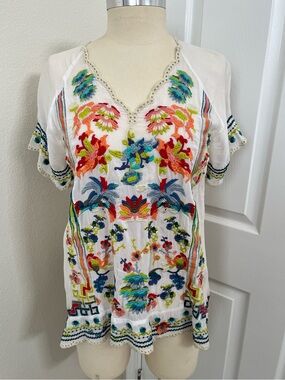 Johnny Was Blue Sky Top Size XS